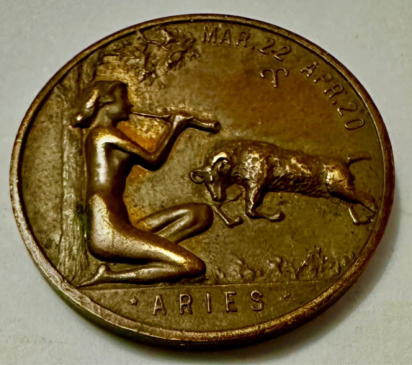 1960s Vintage Aries Zodiac Lucky Coin