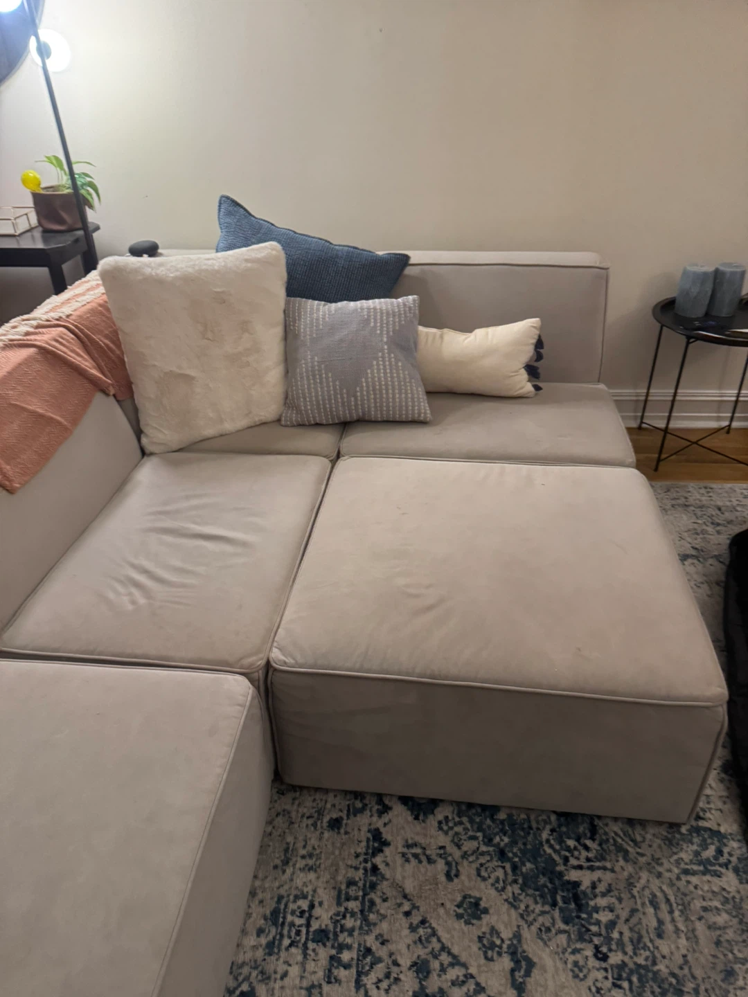 Grey Sectional Sofa with Ottoman