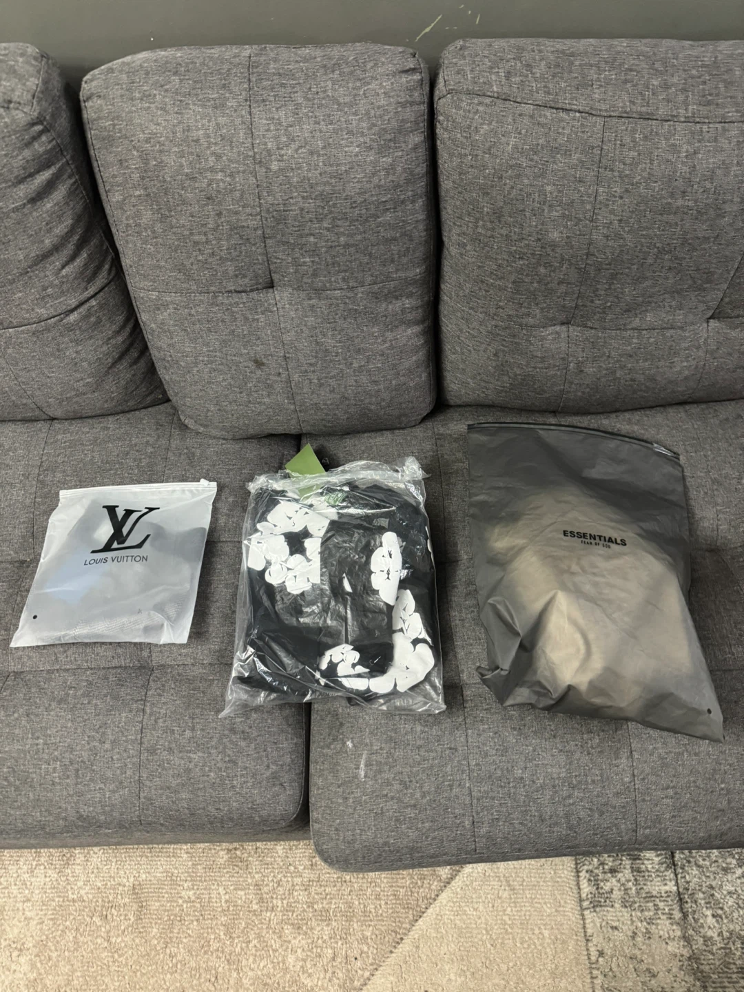 Essentials, Louis Vuitton, denim tears.