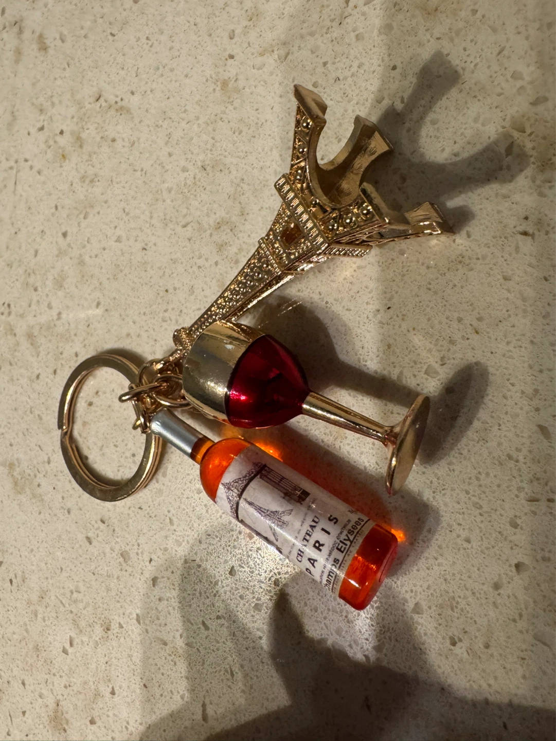 Eiffel Tower Wine Glass and Bottle Keychain - photo 2