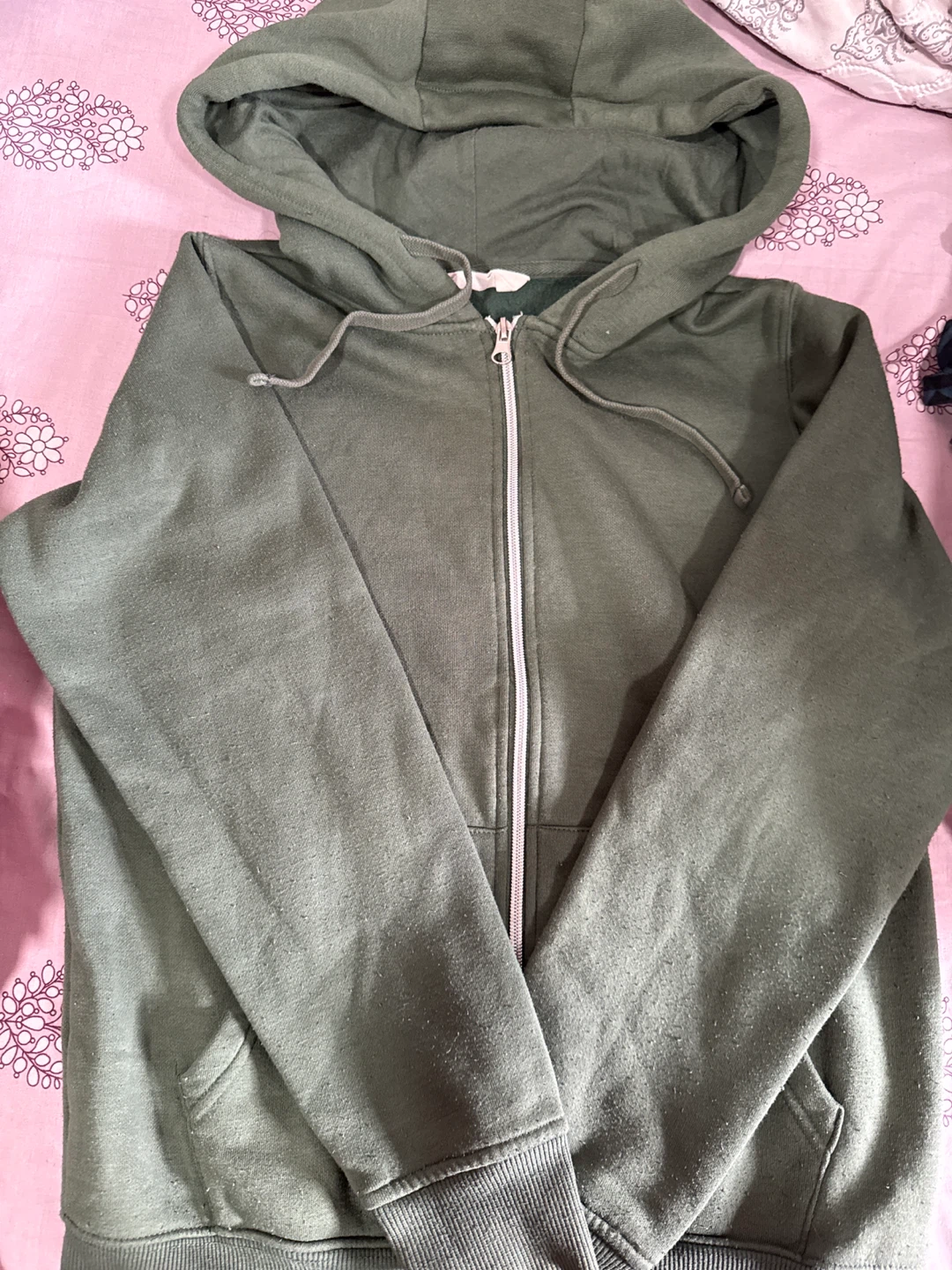 Olive Green Zip-Up Hoodie