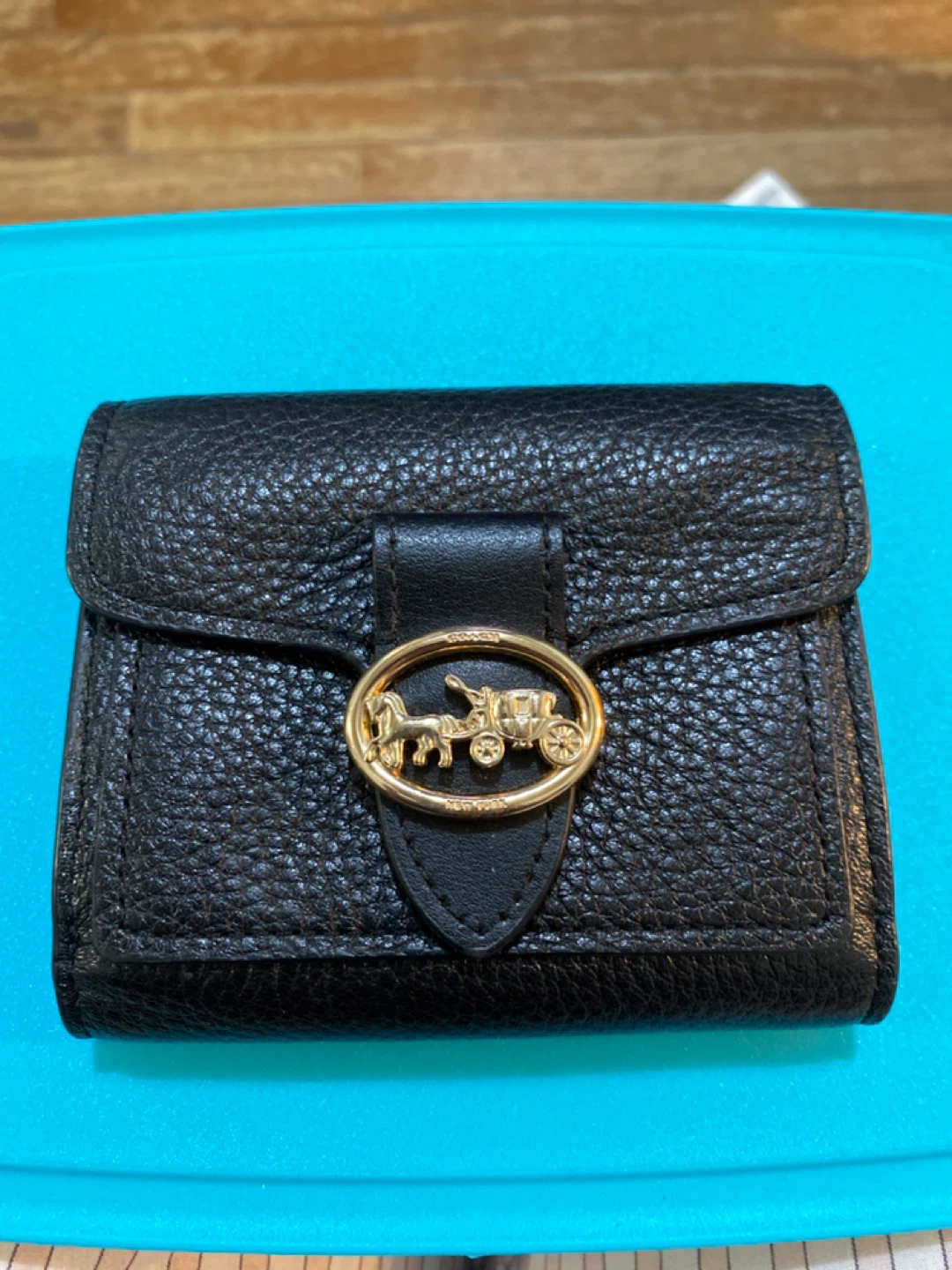 Coach Black Leather Trifold Wallet