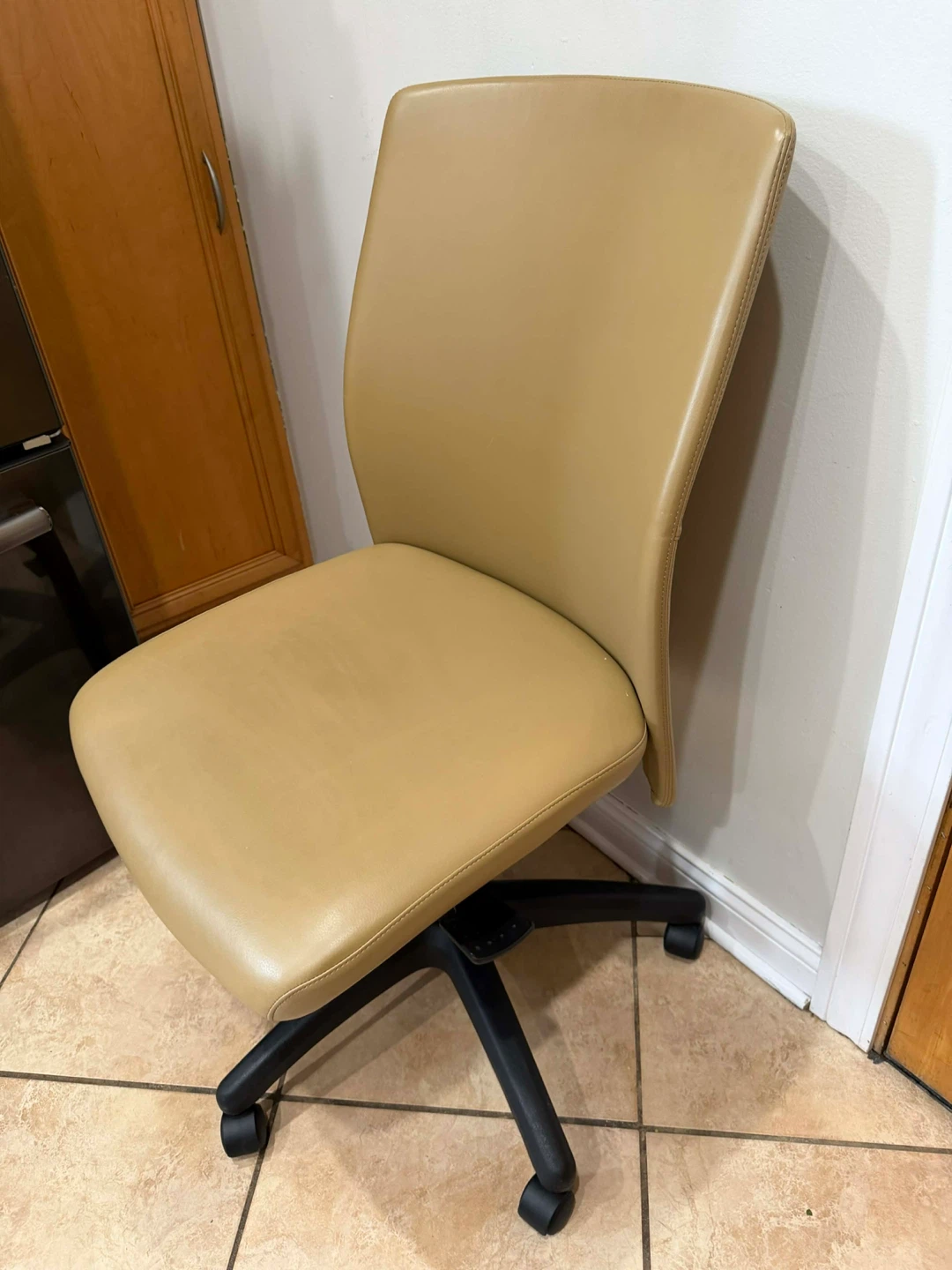 Tan Armless Rolling Office Chair - photo 2