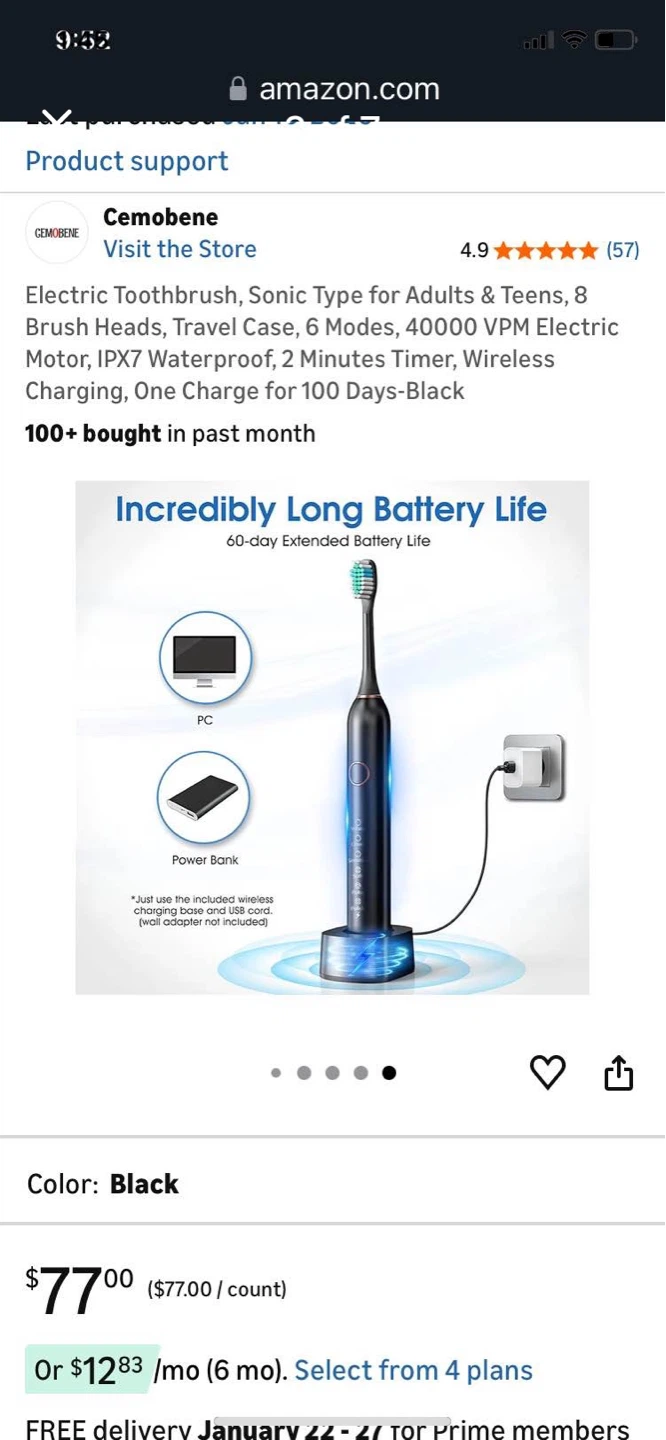 Cemobene Electric Toothbrush - Black - photo 3