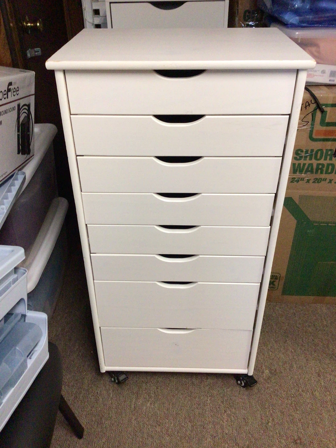 White 8-Drawer Rolling Storage Cart