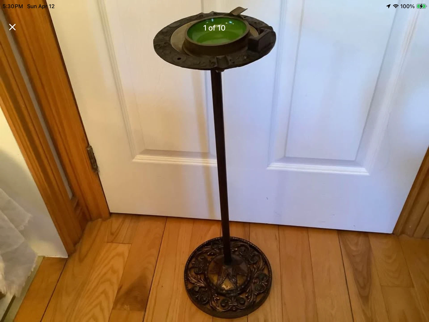 Unique Ornate Antique Brass Standing Ashtray