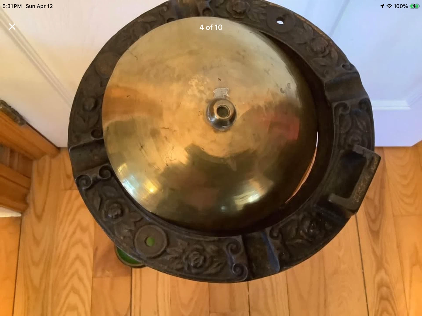 Unique Ornate Antique Brass Standing Ashtray - photo 4