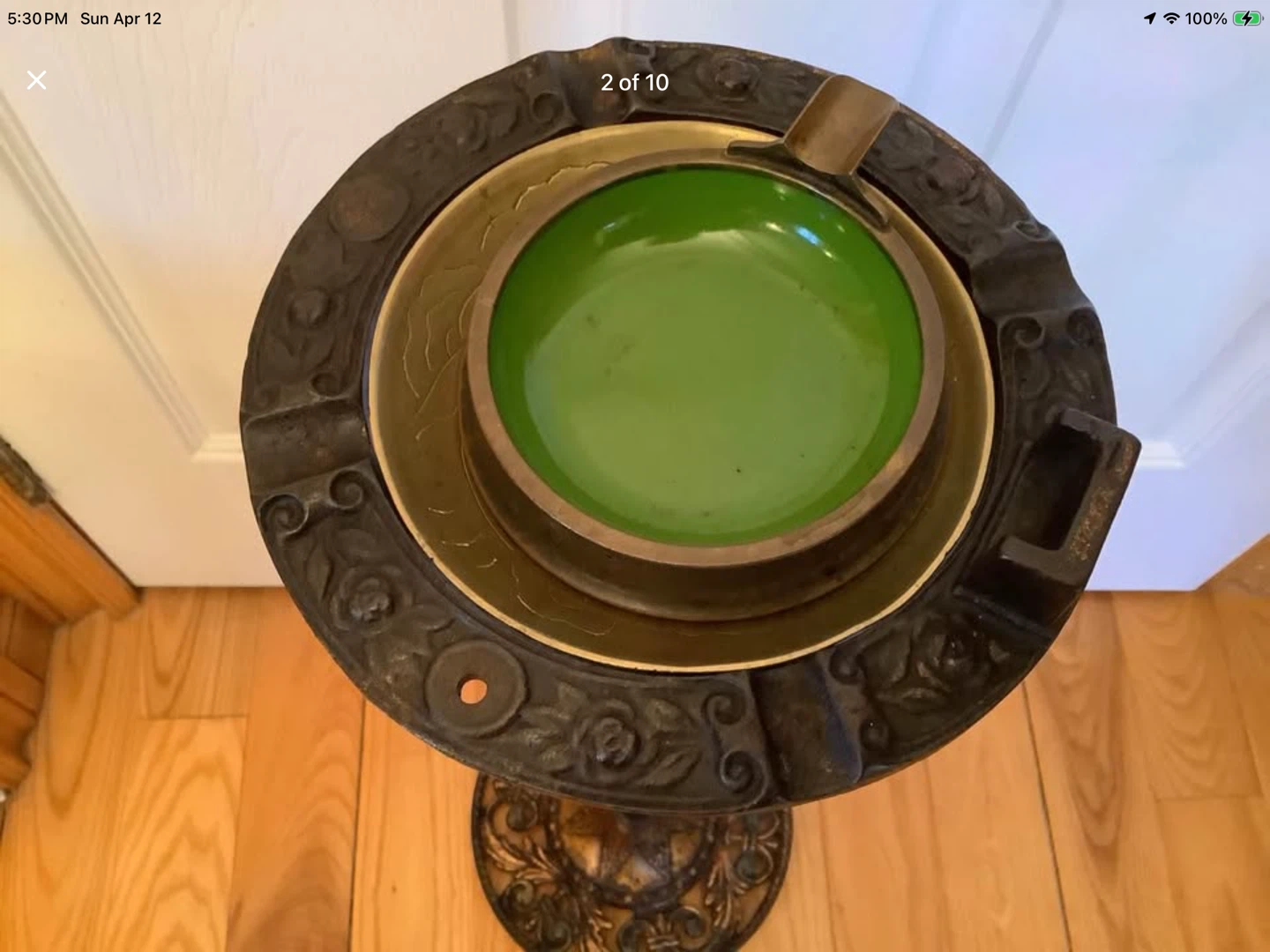 Unique Ornate Antique Brass Standing Ashtray - photo 2