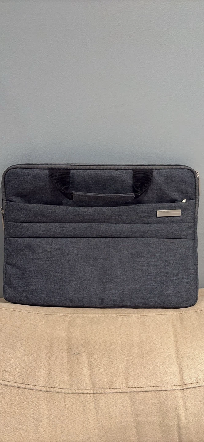 Grey Laptop Bag with Blue Interior
