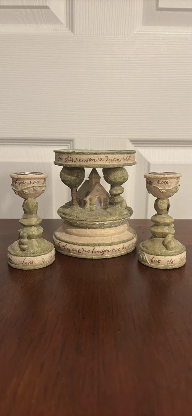 Foundations Candle Holder Set with Christian Verse