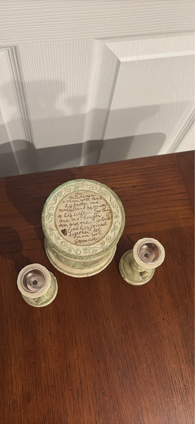 Foundations Candle Holder Set with Christian Verse - photo 2