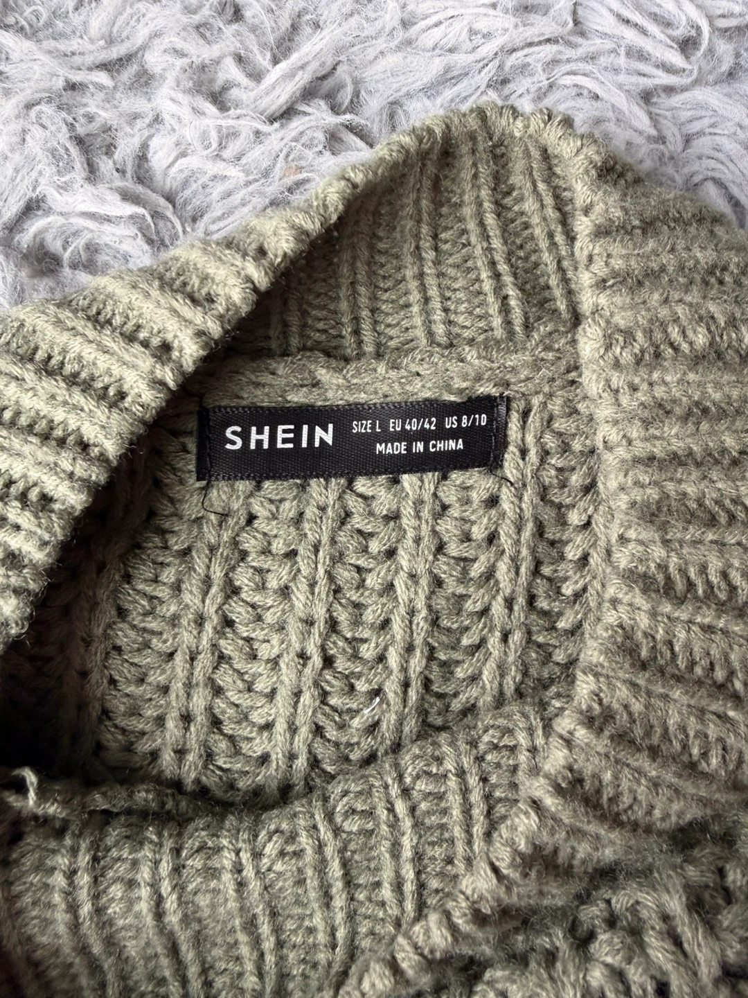 SHEIN Striped Knit Sweater - Olive Green, Size L - photo 2