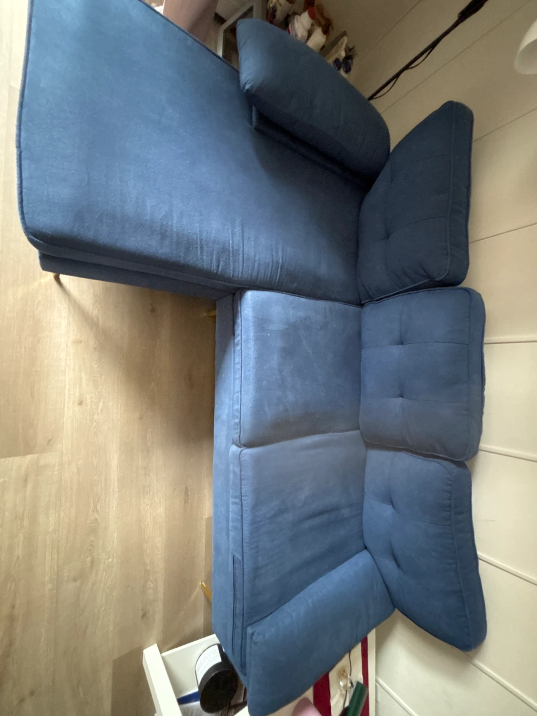 Blue Sectional Sofa with Gold Legs - photo 4