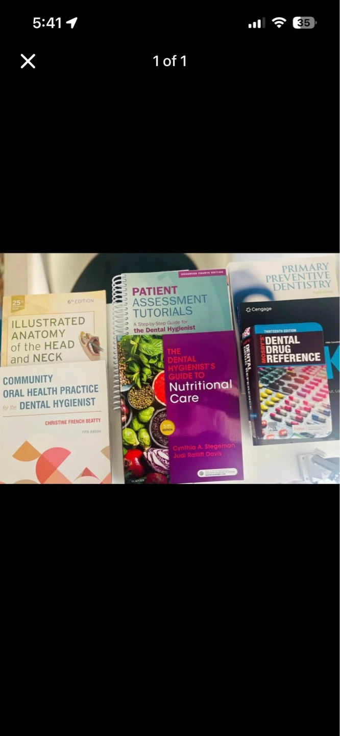 Dental Hygiene Textbooks and instruments