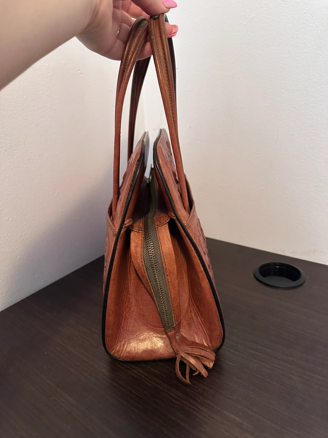 Vintage Tooled Leather Handbag - photo 4