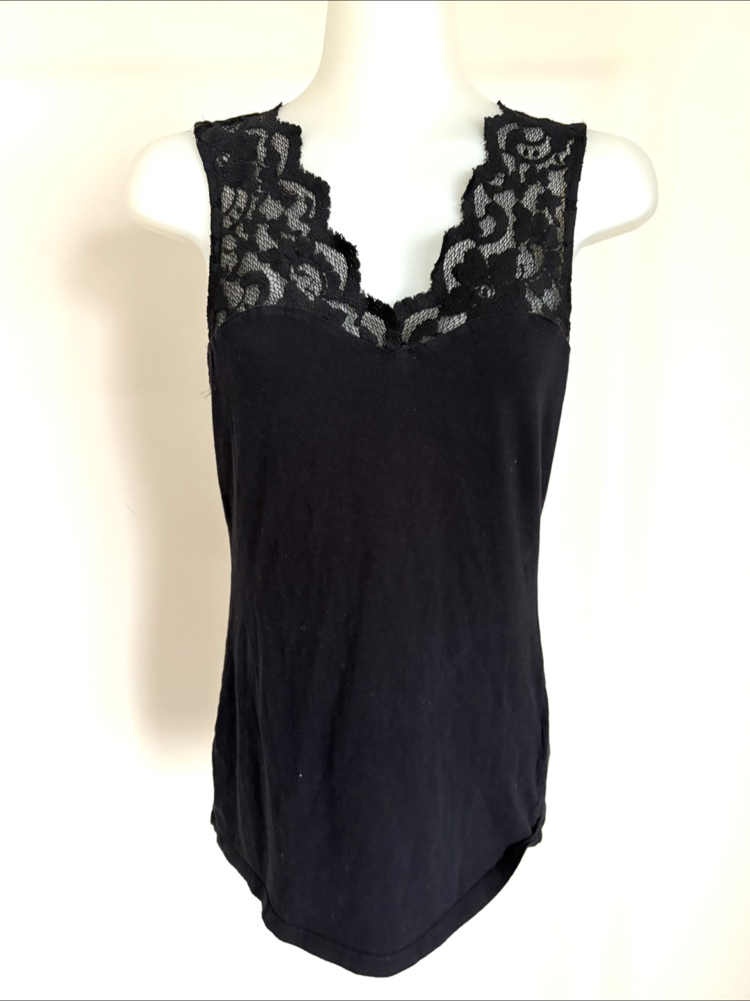 H&M Black Lace Trim Tank Top Size S