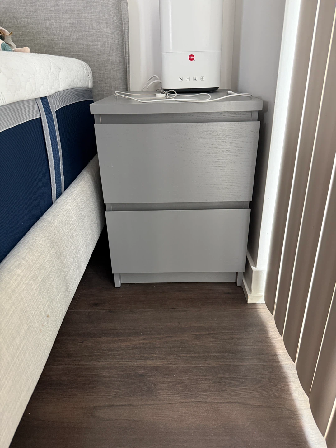 Grey 2-Drawer Nightstand ikea