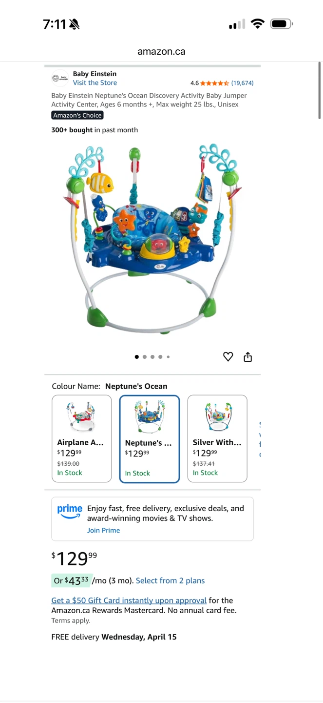 Baby Einstein Neptune's Ocean Discovery Activity Baby Jumper