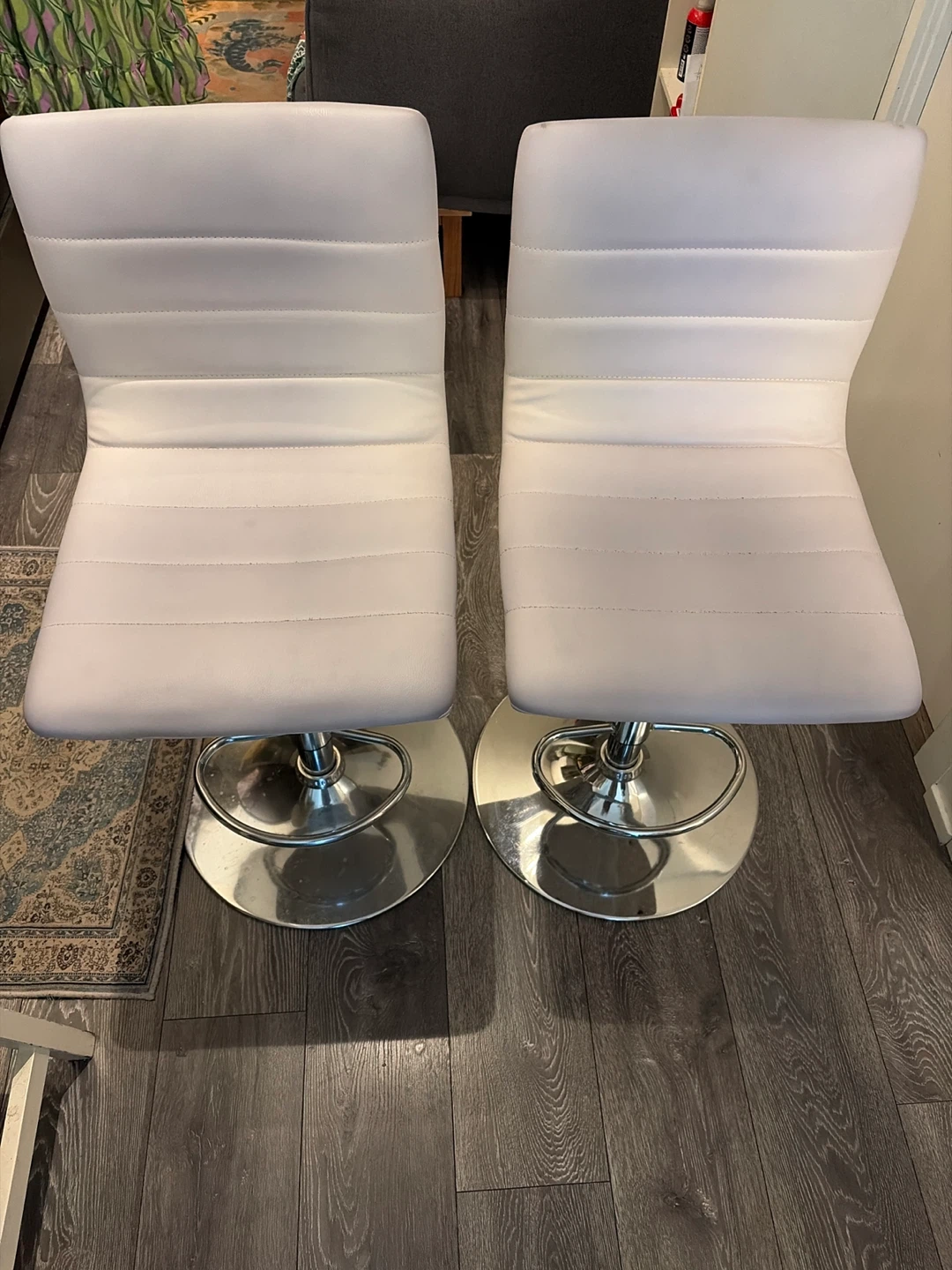 Leather Adjustable Bar Stools - Set of 2