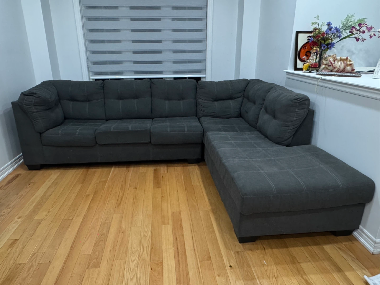 Dark Grey Sectional Couch with Chaise - photo 4
