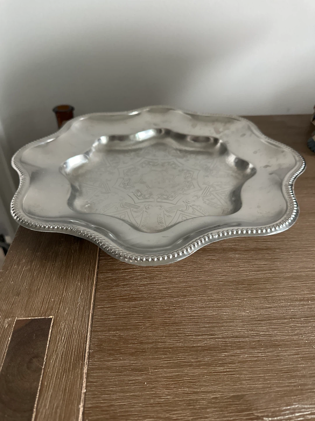 Decorative Silver-Tone Serving Tray - photo 3