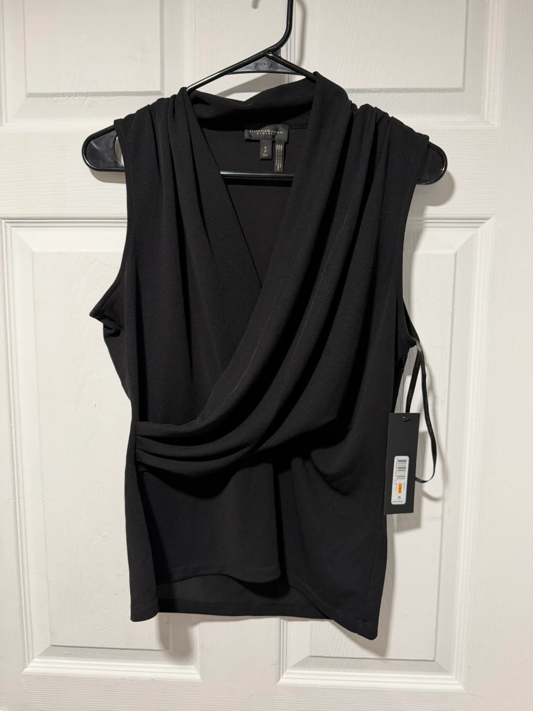 Donna Karan New York Black Sleeveless Wrap Top - Size S