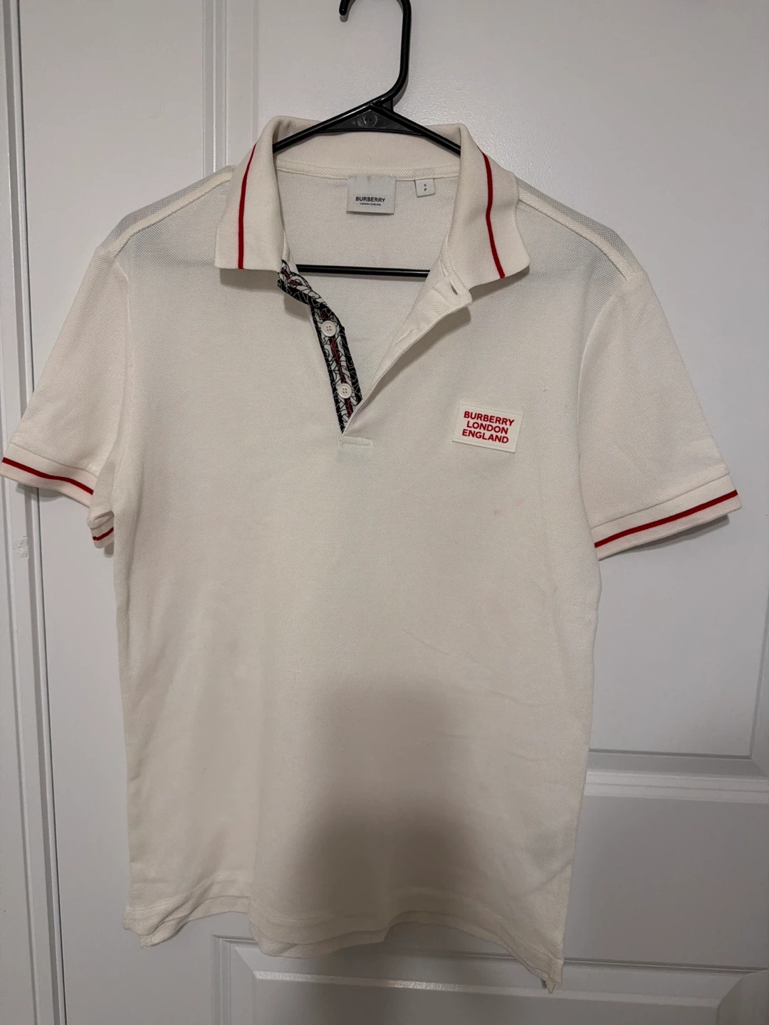Burberry London England White Polo Shirt Size S