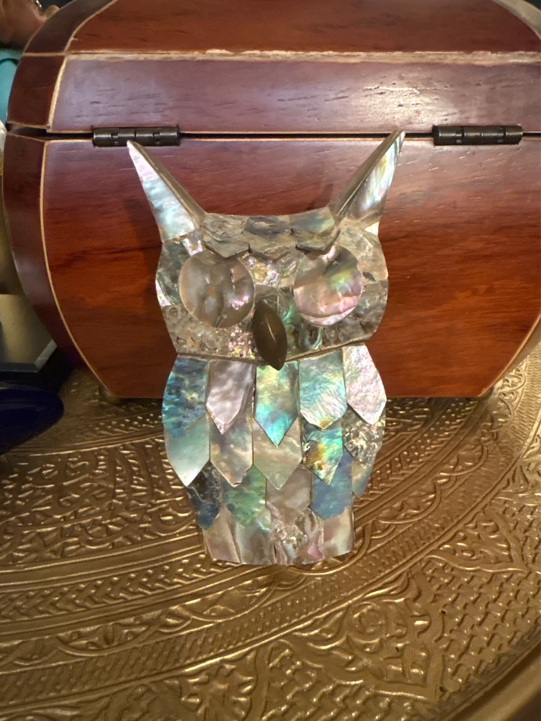Mosaic Abelone Owl Figurine