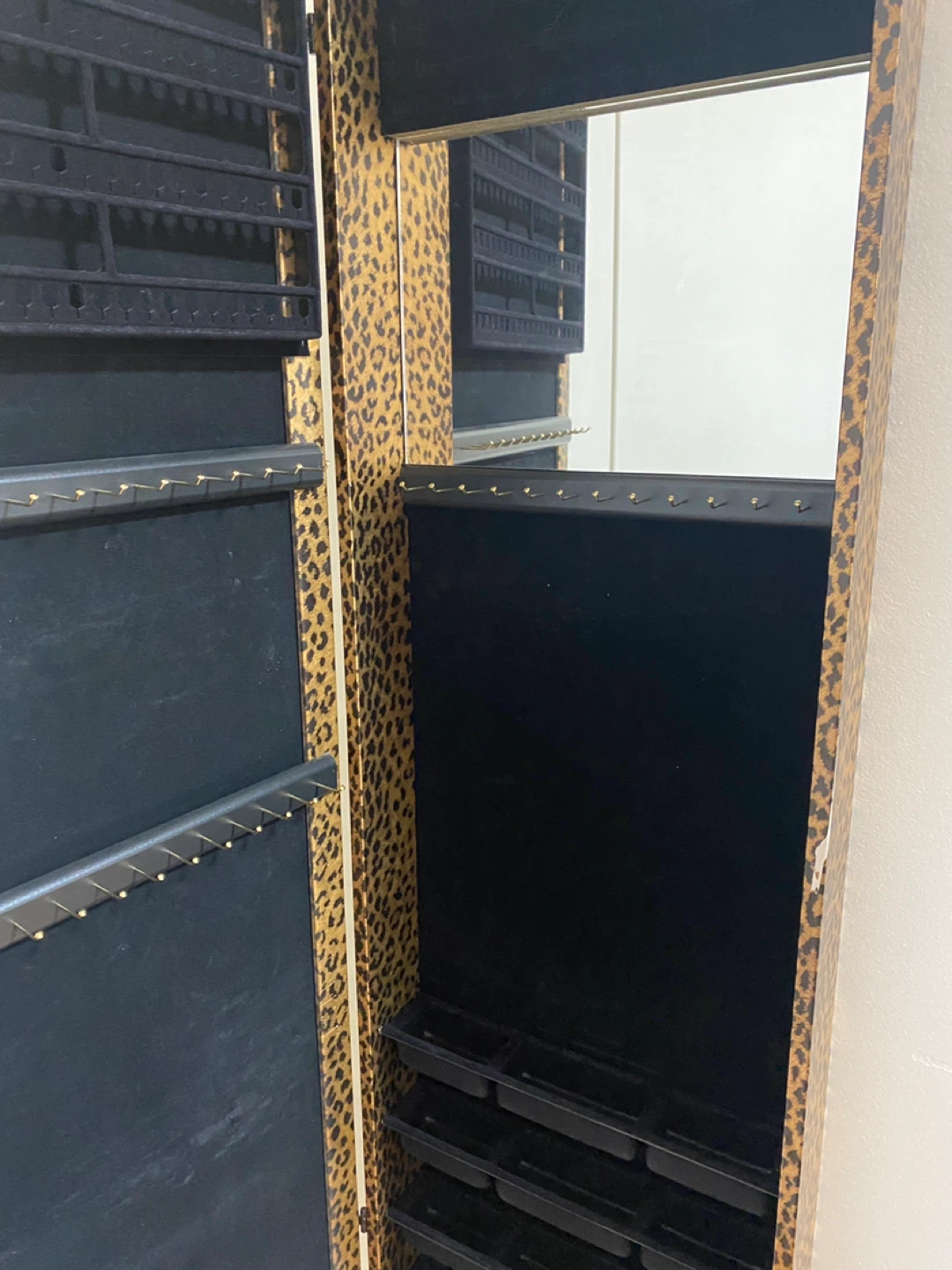 Leopard Print Jewelry Armoire with Mirror - photo 4