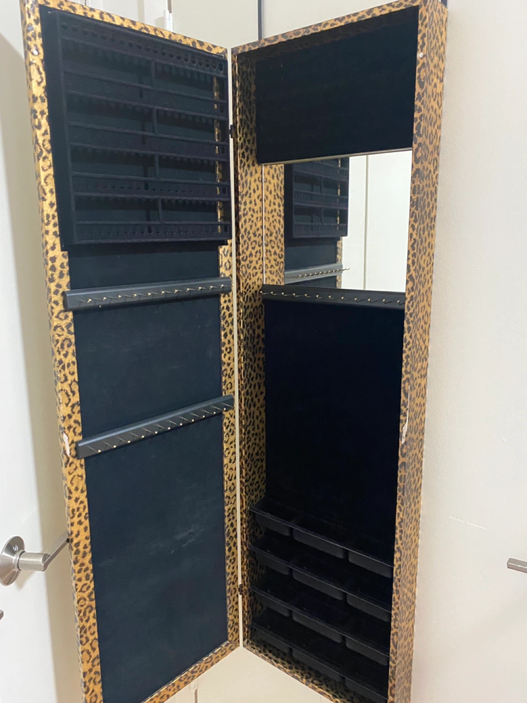 Leopard Print Jewelry Armoire with Mirror - photo 3