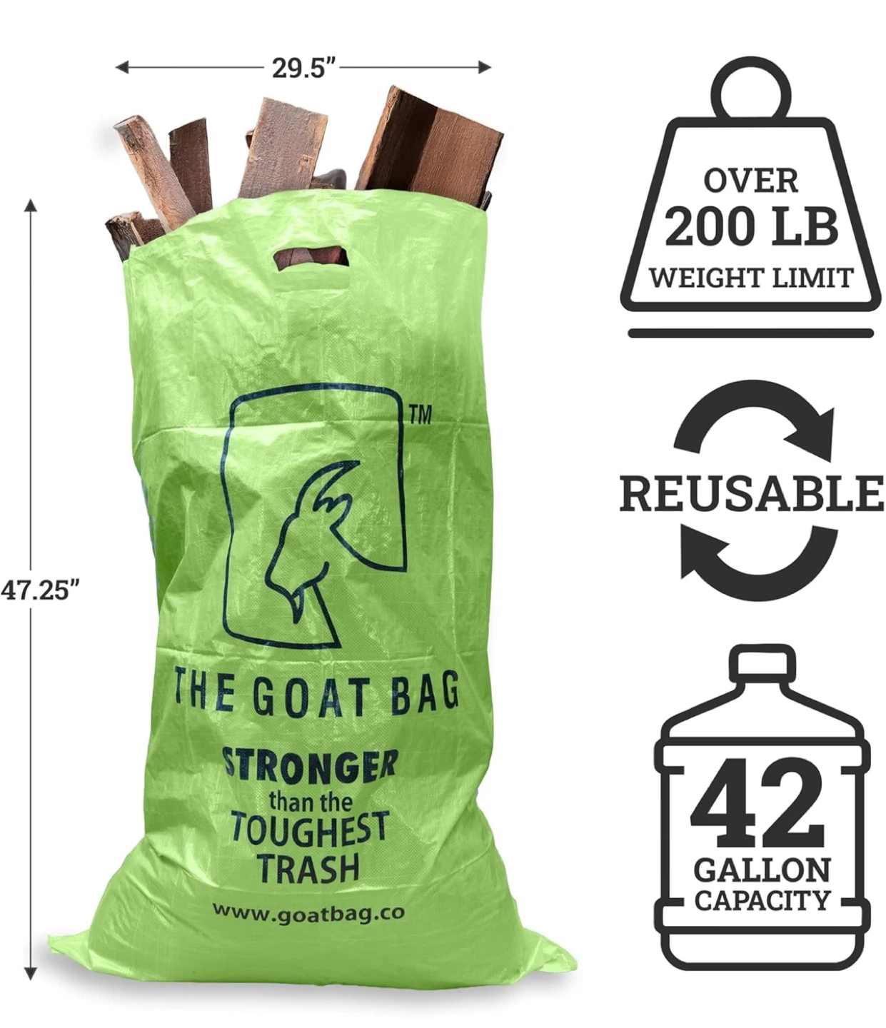 The Goat Bag Reusable Yard Waste Bag 42 Gallon