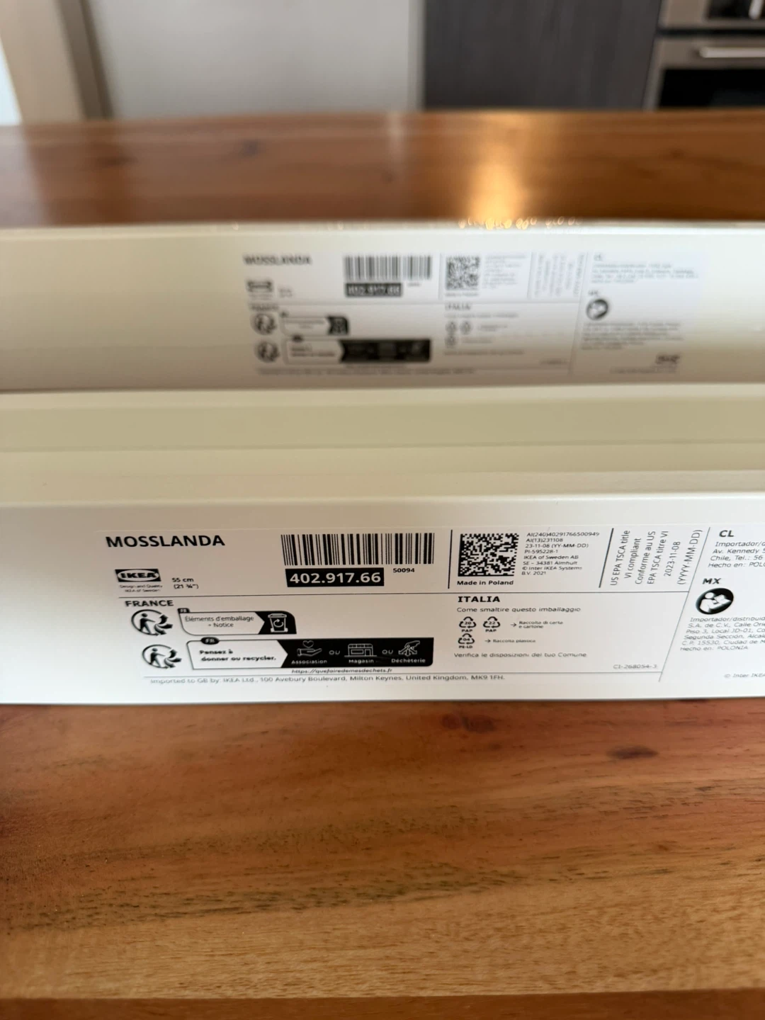 2x IKEA MOSSLANDA White Picture Ledge Shelf 55cm
