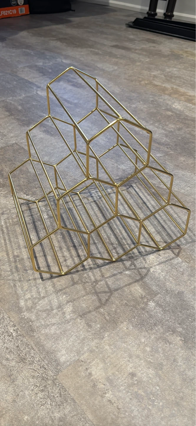 Gold Hexagonal Wine Rack