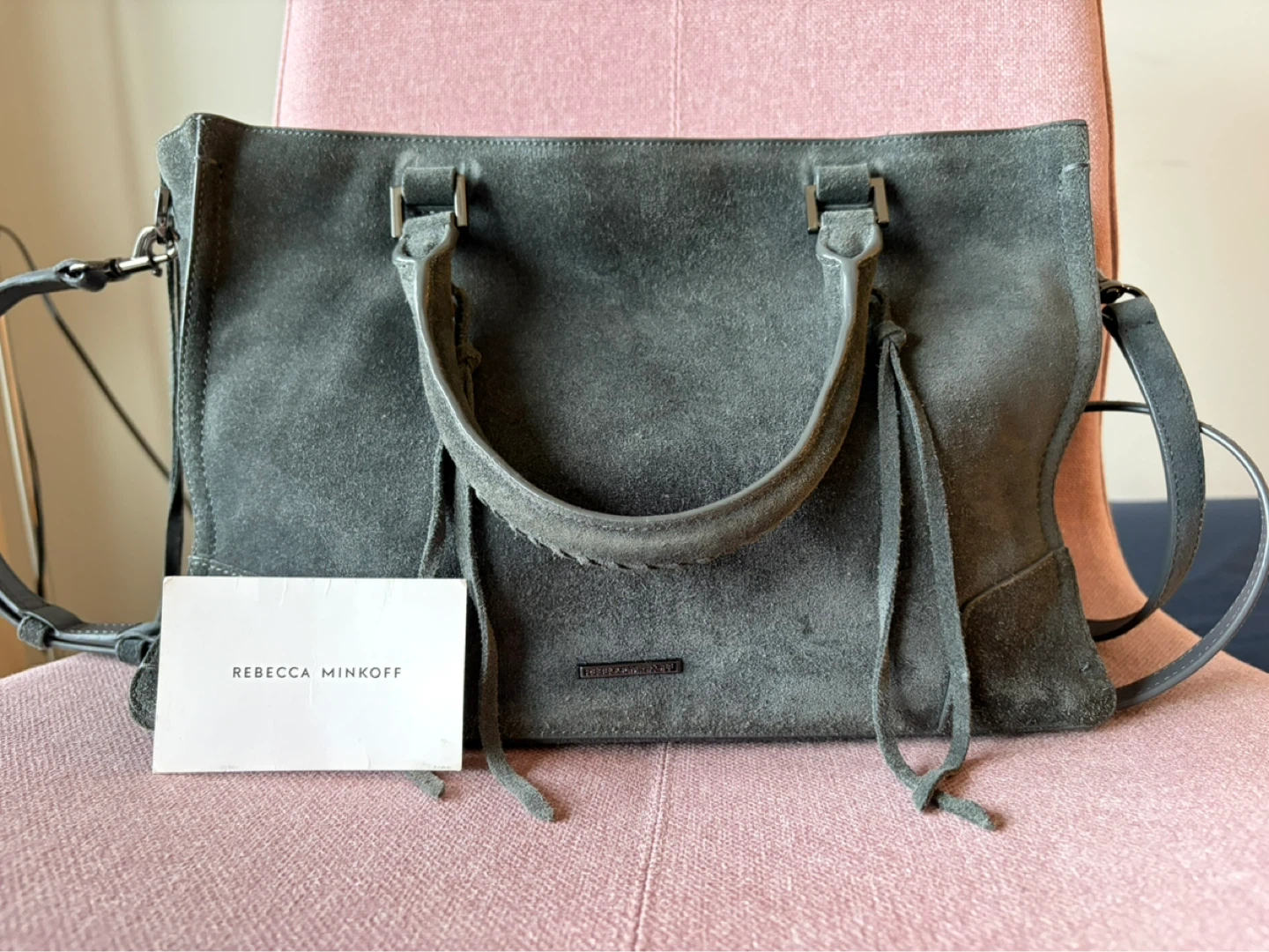 Rebecca Minkoff Grey Suede Satchel Bag
