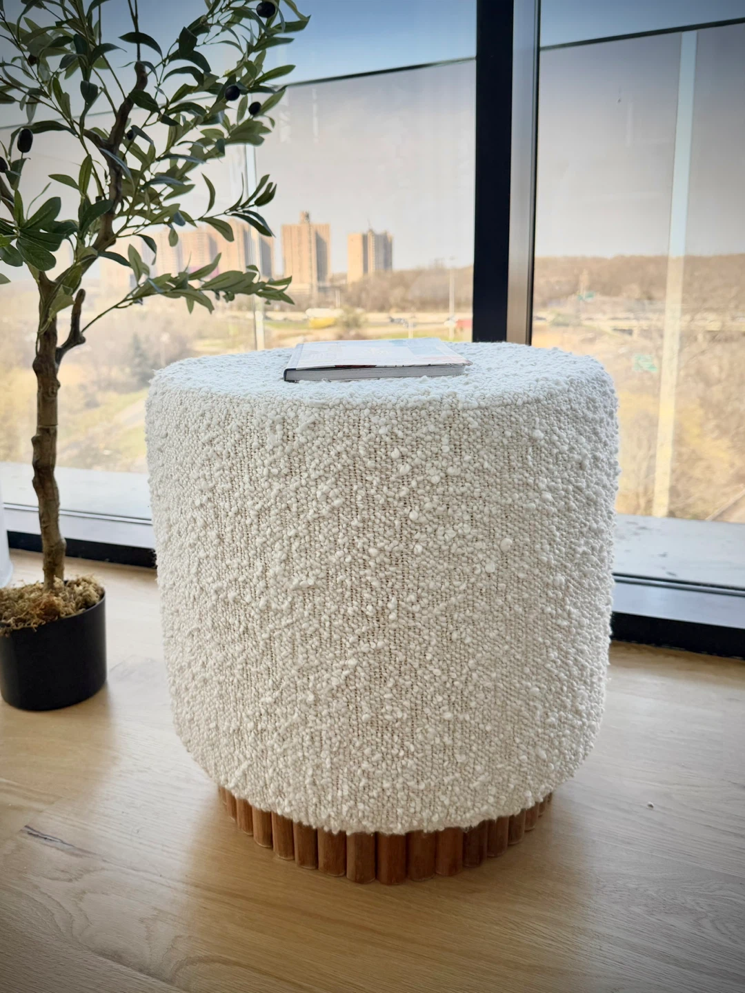 Bouclé Ottoman Stool - photo 2