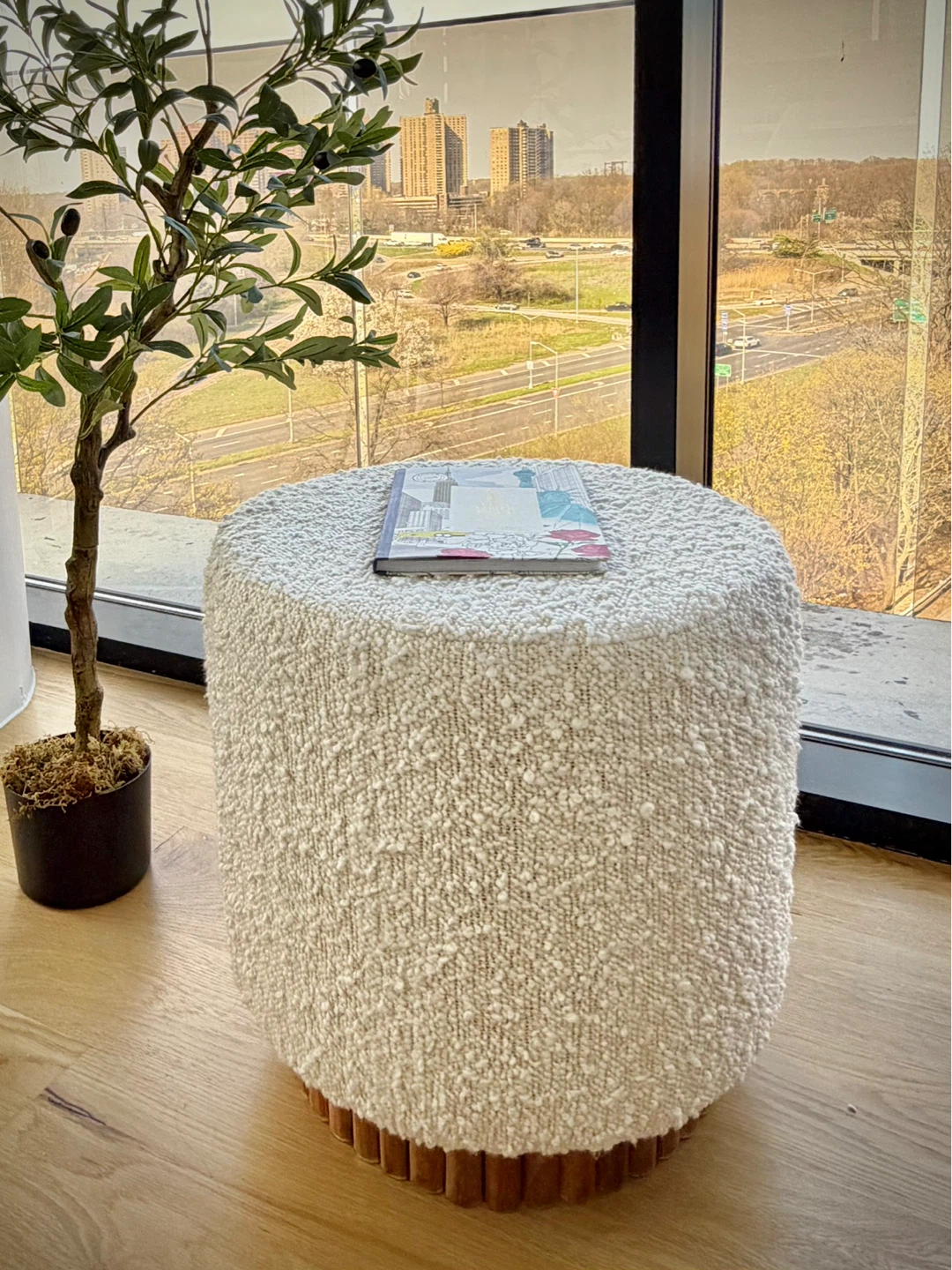 Bouclé Ottoman Stool
