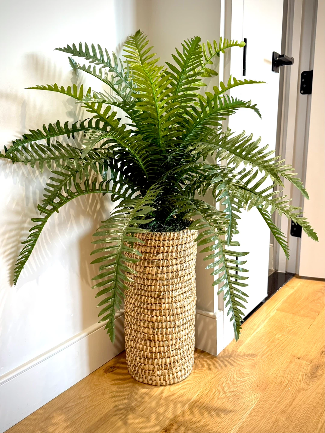 Faux Fern Plant in Woven Basket