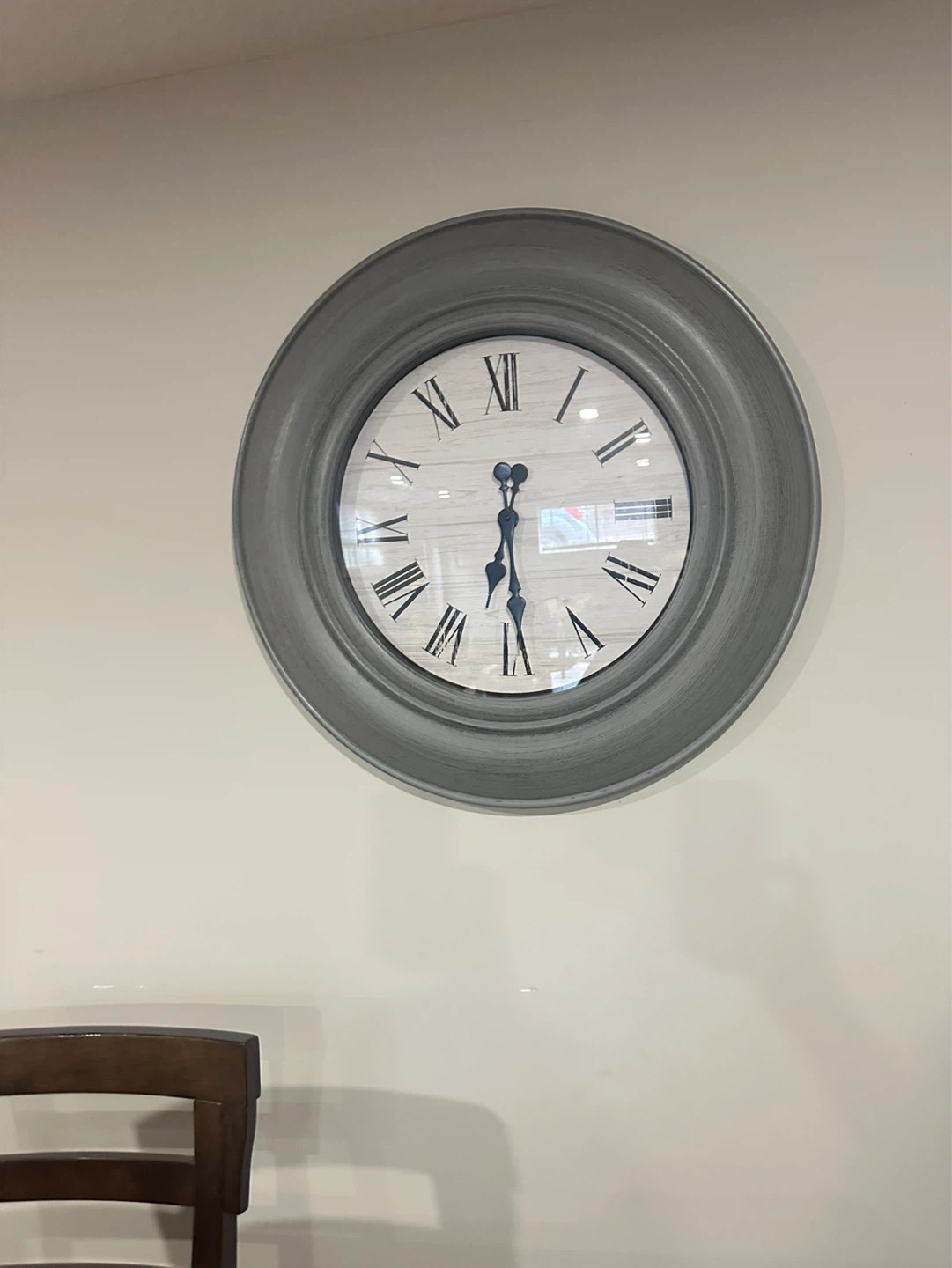 Grey Roman Numeral Wall Clock