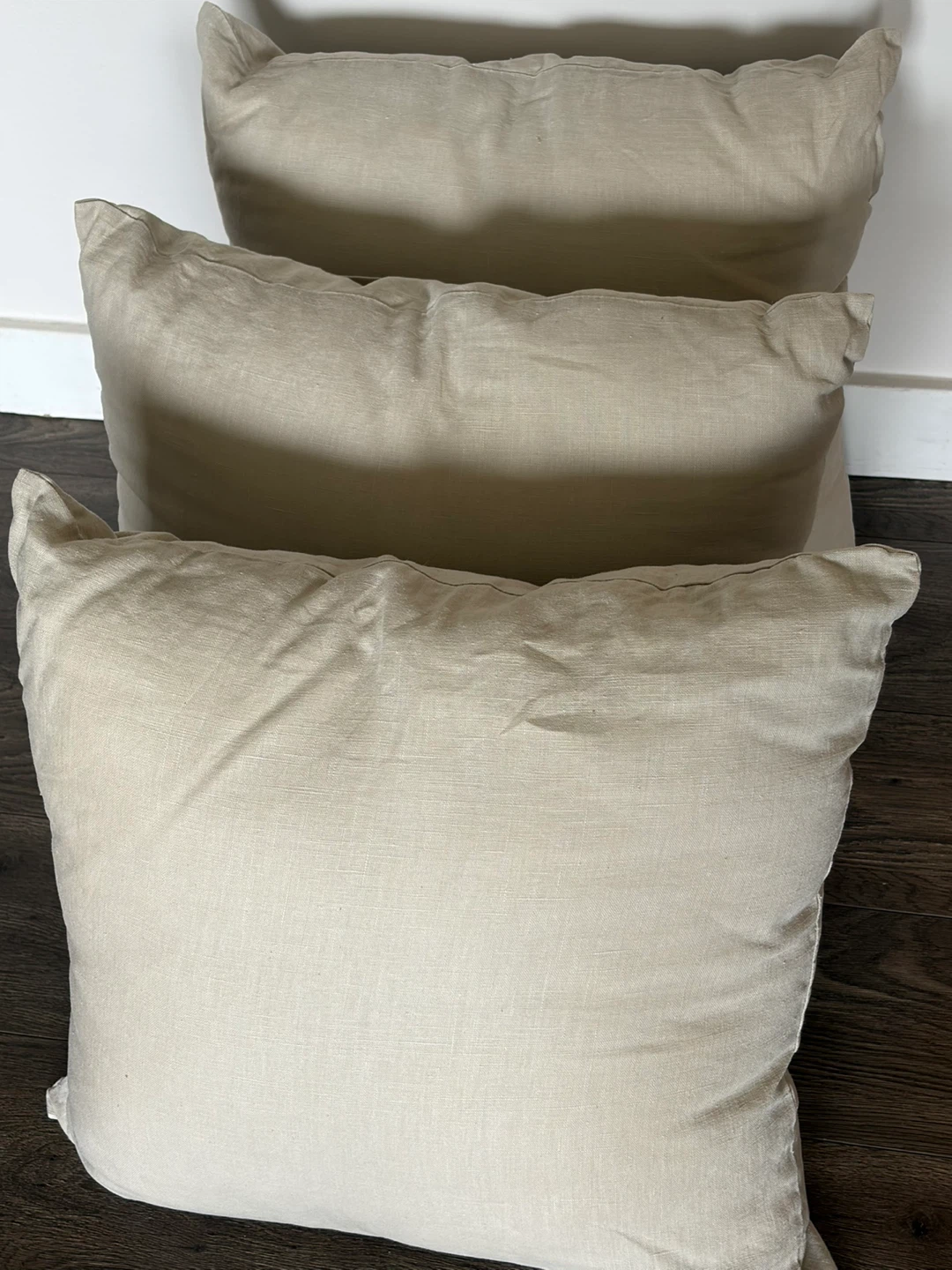 Vivant Beige Linen Throw Pillows - Set of 3 - photo 3