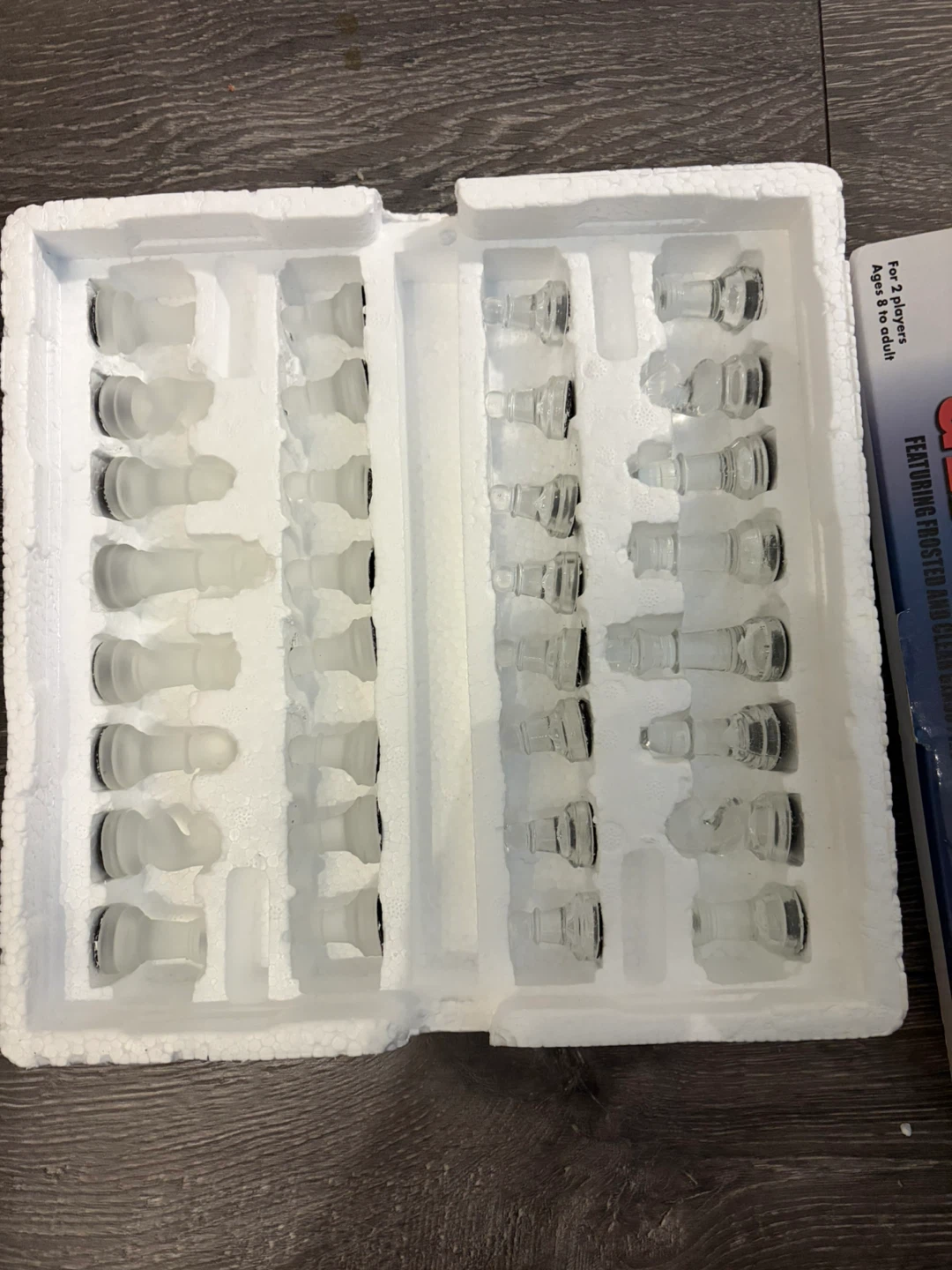 Glass Chess Set with Frosted and Clear Pieces - photo 3