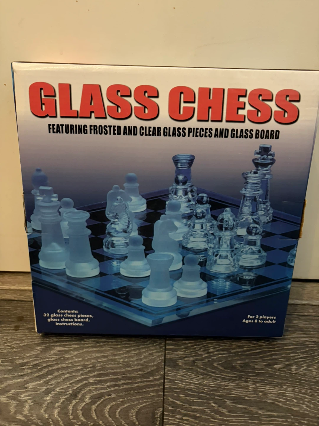 Glass Chess Set with Frosted and Clear Pieces