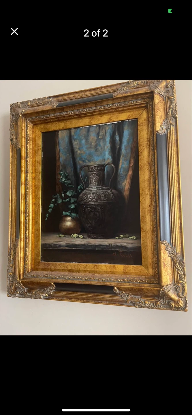 Framed Still Life Painting of a Vase original oil on canvas - photo 2