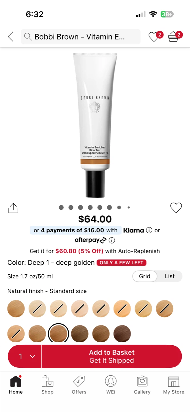 Bobbi Brown Vitamin Enriched Skin Tint SPF 15 - Deep 1