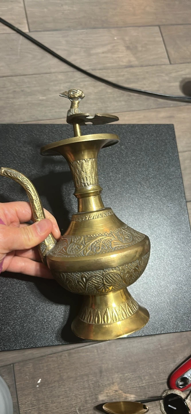 Brass Decorative Bird Figurine Lid Pot