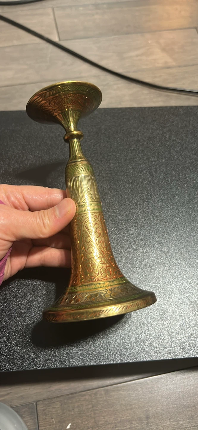 Vintage Etched Brass Vase