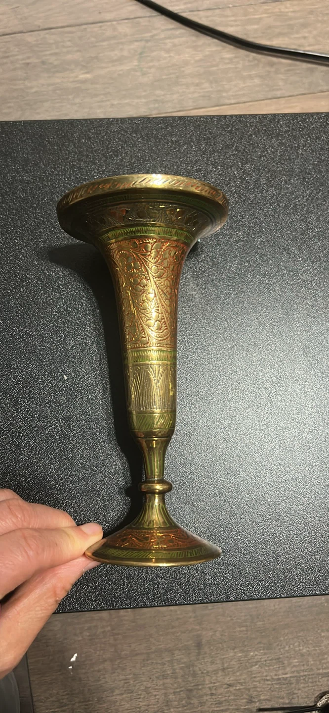 Vintage Etched Brass Vase - photo 2