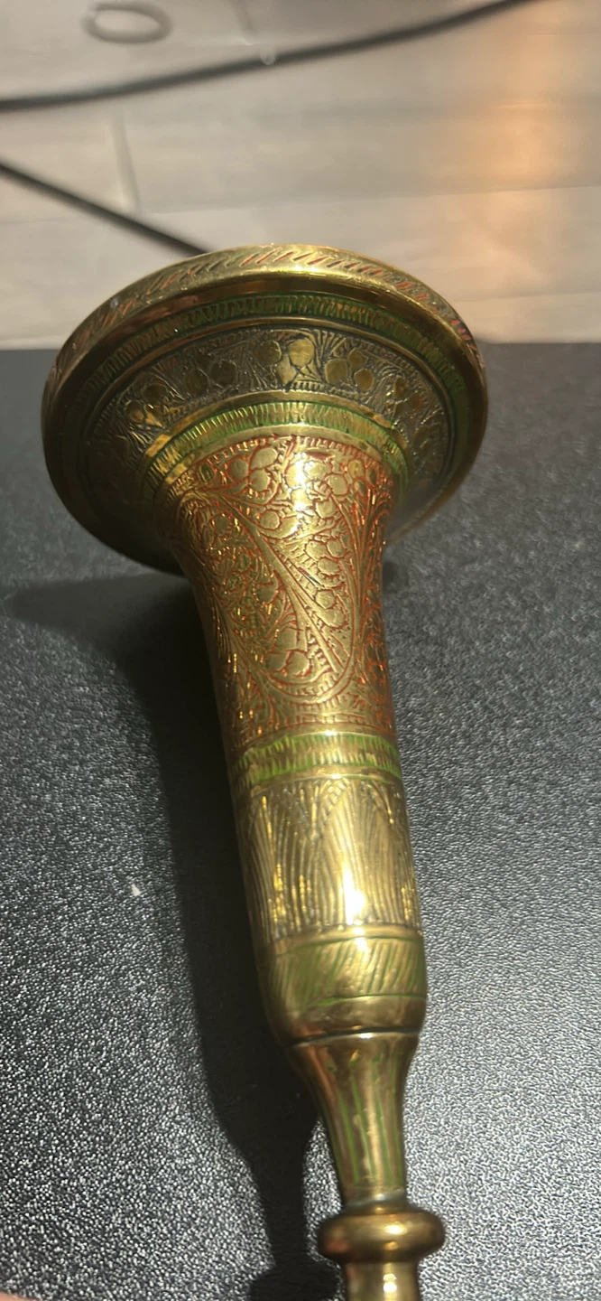 Vintage Etched Brass Vase - photo 3