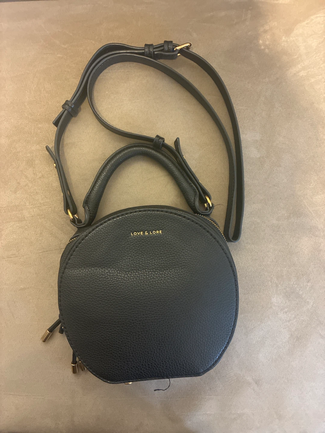 Love & Lore Black Faux Leather Round Crossbody Bag