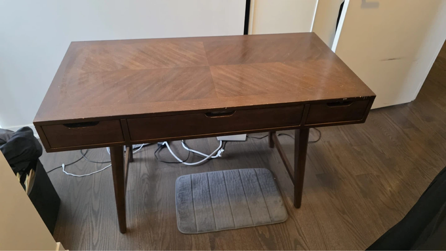 Dark Wood Desk with 3 Drawers - photo 2
