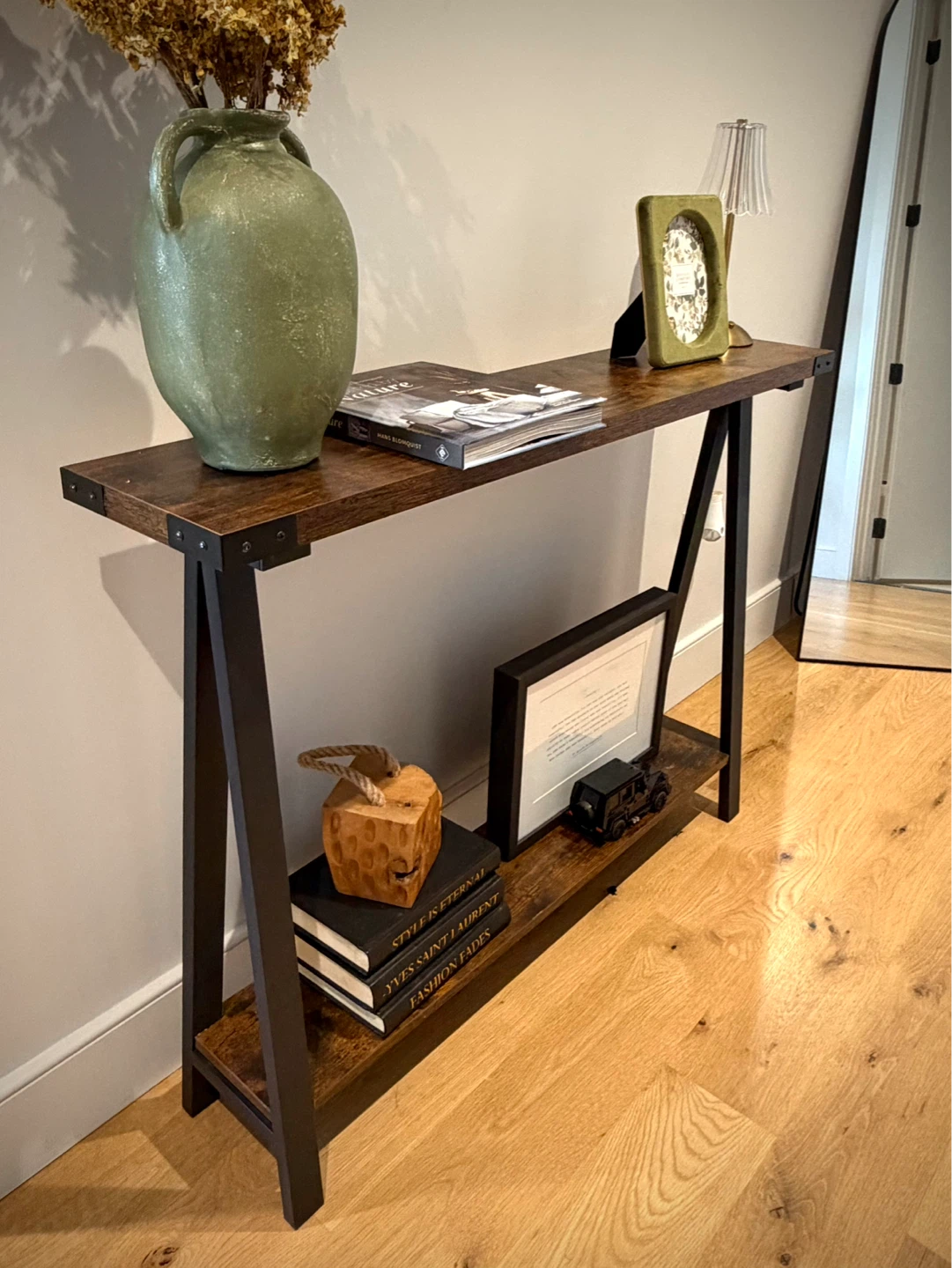 Rustic Wood and Metal Console Table